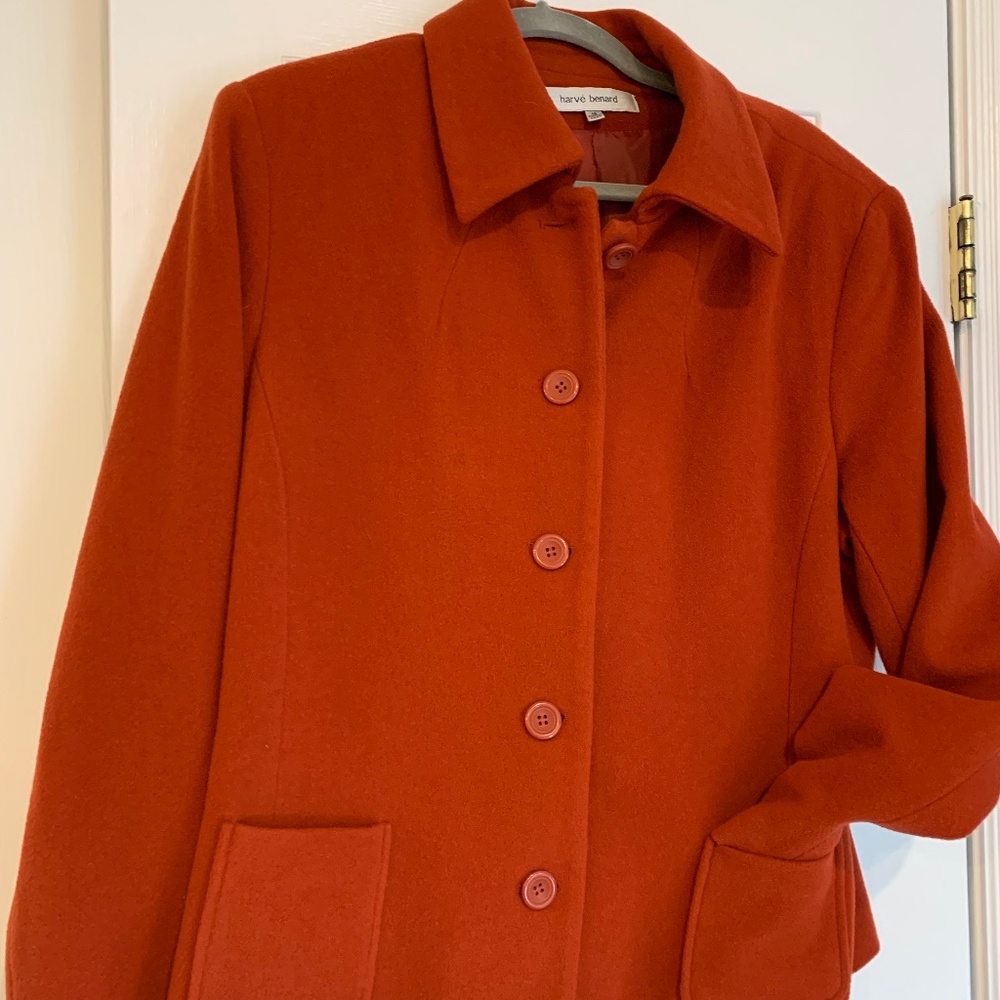Wool Jacket Coat, Size 16, Rust